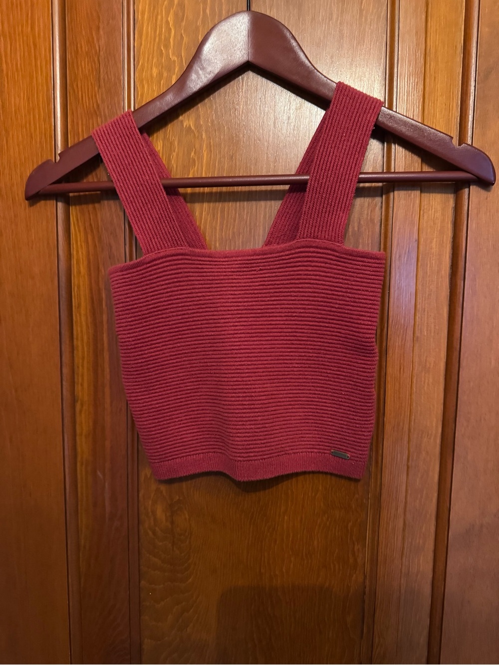 Hollister Ribbed Square-Neck Crop Tank - Burnt Orange